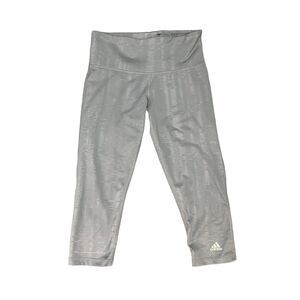 Adidas Climalite Crop Leggings Womens S Small Light Gray Embossed Mid Rise Crop